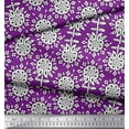 thumbnail image 2 of Soimoi Poly Georgette Fabric Leaves & Floral Block Print Fabric by Yard 52 Inch Wide, 2 of 3