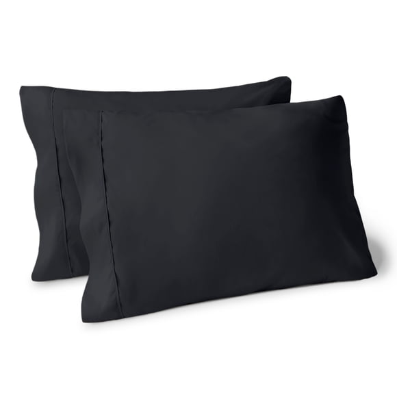 Juego de Fundas de Almohada Bare Home Colección Premium 1800 Doble Cepillado Ultra Suave Tamaño King Negro 2 Unidades