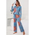 thumbnail image 2 of Women's Long Sleeve Sleepwear Soft Crew Neck Pyjama Set,Fp-mix Blue, 2 of 5