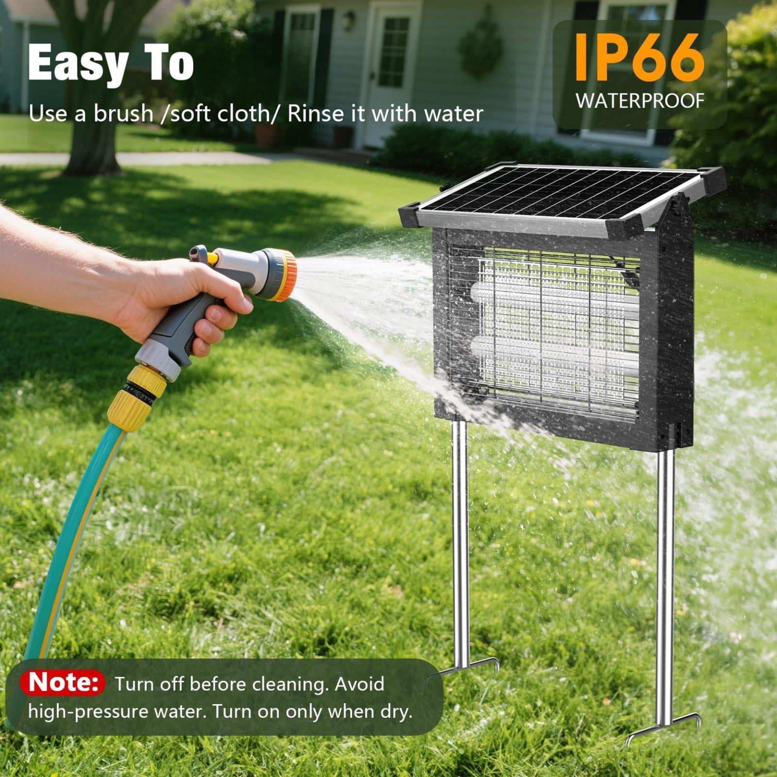 Solar Zapper Outdoor  4500v Mosquito Waterproof With Panel Sensor Electric Fly Rechargeable Killer 10ft Extension Cord Ideal For Patio Backyard Camping