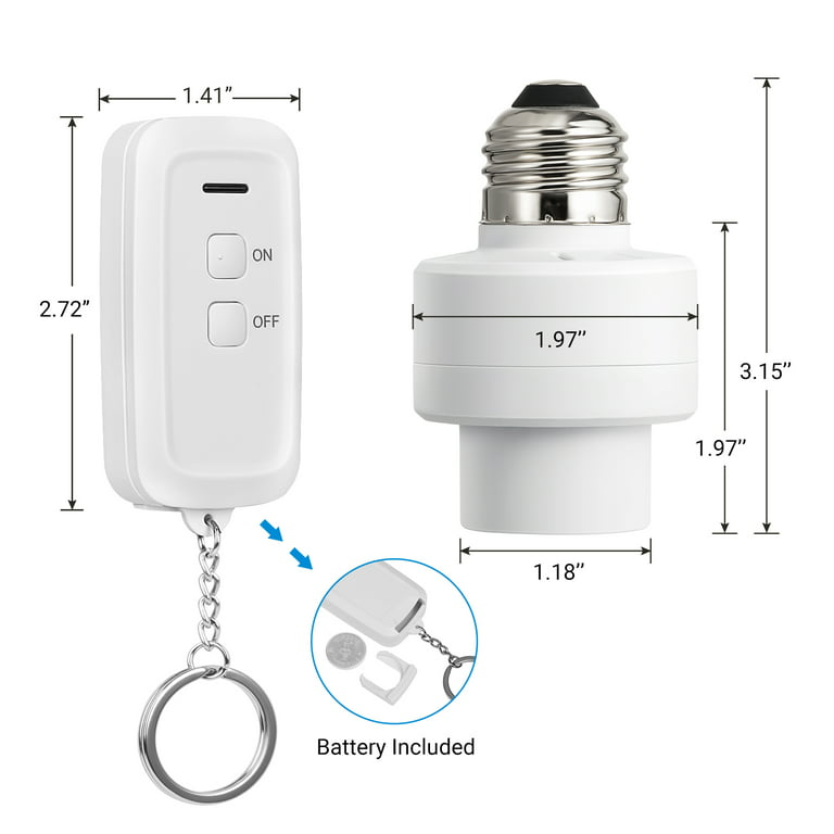 DEWENWILS Wireless Remote Control Light Socket, E26 E27 Bulb Base Holder,White