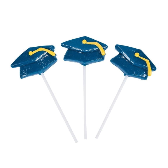 Blue Mortarboard Graduation Suckers - Edibles - 12 Pieces