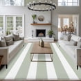 thumbnail image 3 of 6'x9' Area Rugs, Sage Green Stripe Indoor Outdoor Area Rug for Living Room Bedroom, Modern Simple Geometric White Striped Washable Bathroom Rugs Kitchen Floor Carpet Mats Home Decor Aesthetic, 3 of 8