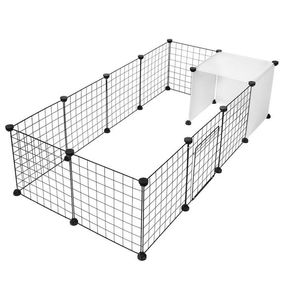 Rabbit Cages, 14 Pannels Small Animals Pet Playpen DIY Wire Fence Indoor Houses Portable Yard Fence