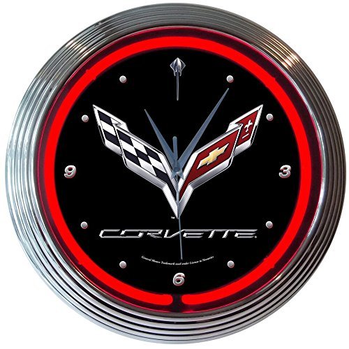 Corvette GM C7 Genuine Electric Neon 15 Inch Wall Clock Glass Face