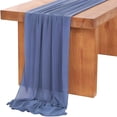 thumbnail image 5 of Blue Table Runner Chiffon Fabric Sheer 27X120 Inches Long Table Linen For Wedding Party Banquets Bridal Home Table Arches Cake Table Decoration Table, 5 of 5