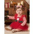 thumbnail image 5 of Cjfdfy Newborn Baby Girl Christmas Outfit Long Sleeve Romper Santa Embroidery Tulle  Star Patchwork Dress Bow Headband 3 Piece Set Infant Christmas Dress Fall Winter Clothes Set 0-24M, 5 of 9