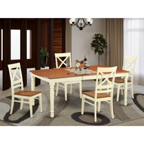 East West Furniture  5 Piece Dining Room Table Set Includes a Rectangle Kitchen Table and 4 Dining Chairs,  Buttermilk & Cherry