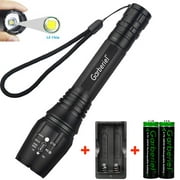 Garberiel Tactical LED Flashlight,3000Lumens Super Bright 5Modes XM-L2 Zoomable Torch w/2*18650 Batteries&Charger for Cycling Hiking Camping