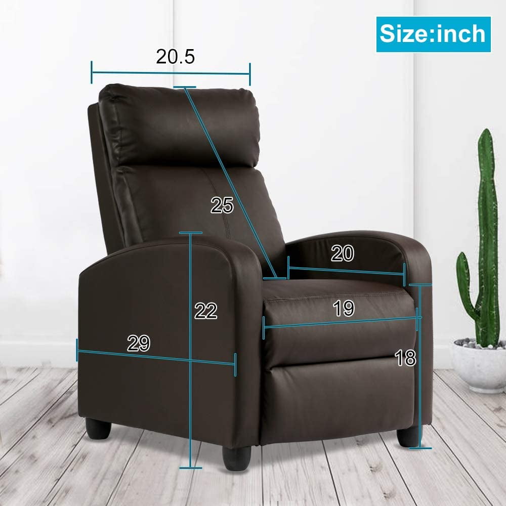 Dkelincs Recliner Chair for Adults Massage Sofa Chair Ergonomic Soft Reading Chair Living Room Chair Single Theater Seating Chair with Remote Control, Brown, Wood