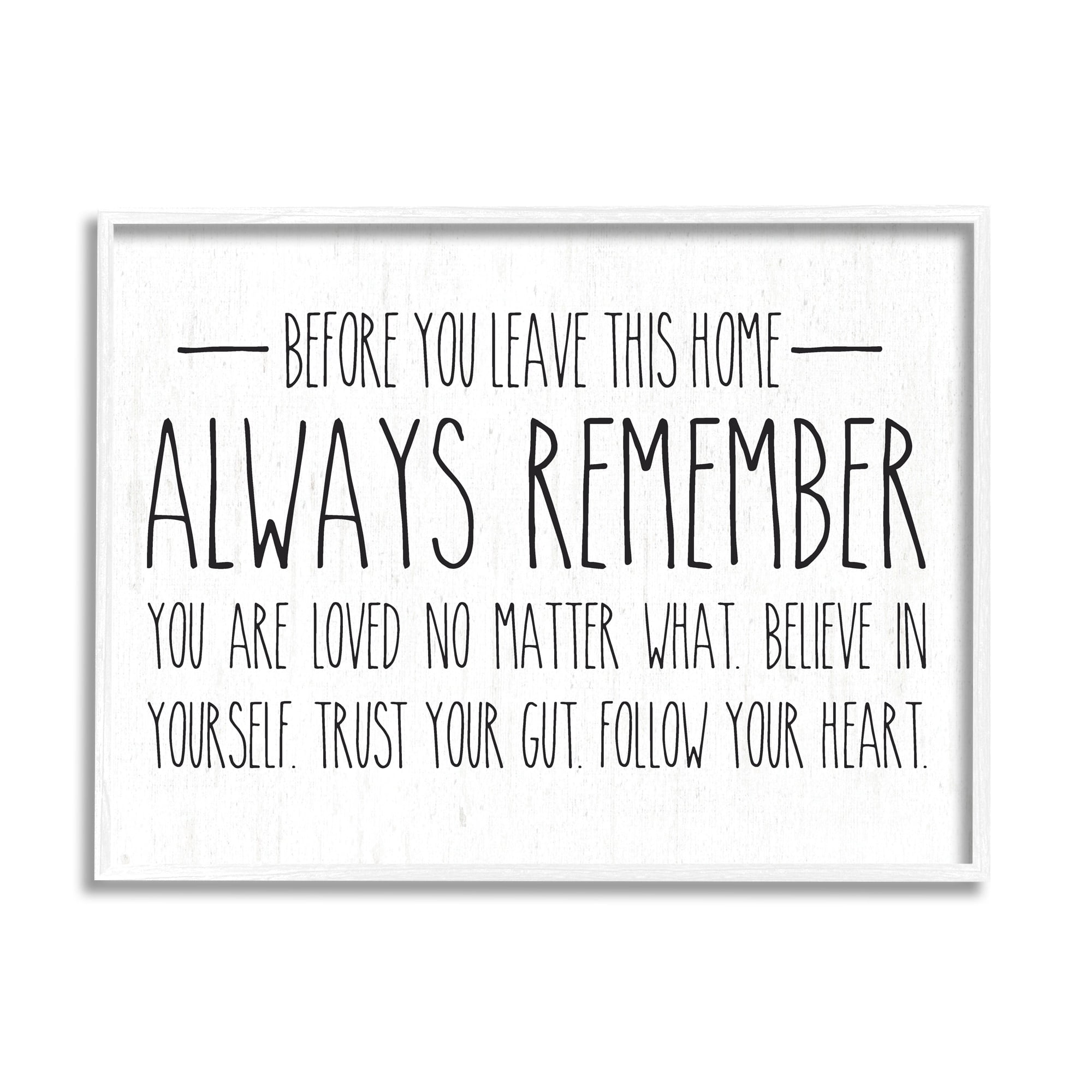 Stupell Industries Follow Your Heart Motivational Quote Casual Phrase Graphic Art White Framed Art Print Wall Art, Design by Lettered and Lined