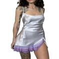 thumbnail image 1 of Robe de Nuit Sans Manches Tie-up Dos Contraste Couleur Ourlet Mini Robe, 1 of 3