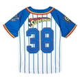 thumbnail image 2 of DC Comics Justice League Superman Mesh Baseball Jersey Athletic V-neck Raglan Button Down Shirt Toddler to Big Kid, 2 of 5