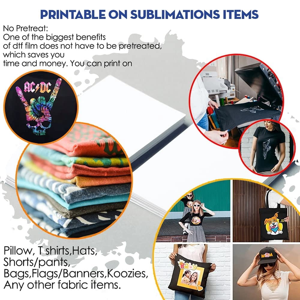 Cisinks Premium DTF Transfer Film 11.75"x16.5" - A3 Hot/Cold Peel 200 Sheets Matte Clear PreTreat PET Heat Transfer Paper for DIY Direct Print on All Fabric and Colors T-Shirts Textile