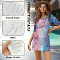 thumbnail image 5 of FKELYI Colorful Tie-Dye Print Women's Swimsuit Cover Ups Round Neck Swimwear Cover-Up Half-Sleeve Beachwear Bikini Beach Dress for Ladies Summer Vacation Swimming, L, 5 of 6