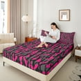 thumbnail image 5 of Homewish Pink Grey Stripes Cheetah 3-Piece Twin Sheet Set, Farmhouse Bedding, 5 of 8