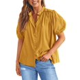 thumbnail image 1 of Camisa PRETTYGARDEN de algodón con botones color cúrcuma XXL, 1 of 9