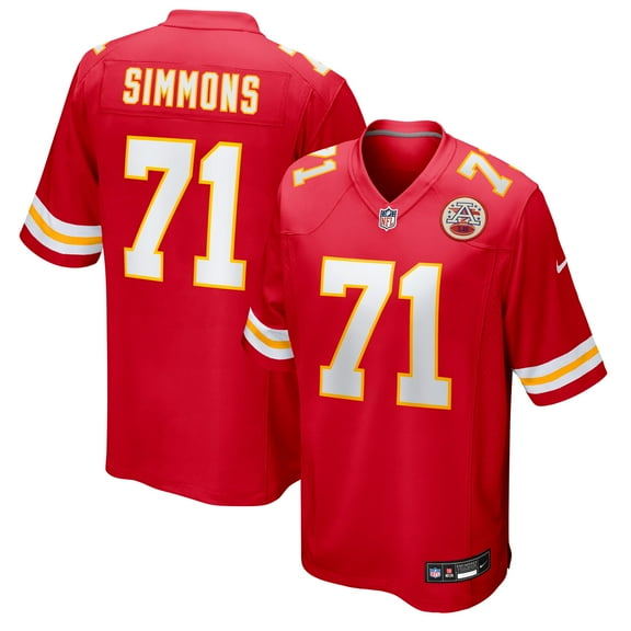 Men's Nike Josh Simmons Red Kansas City Chiefs Team Game Jersey