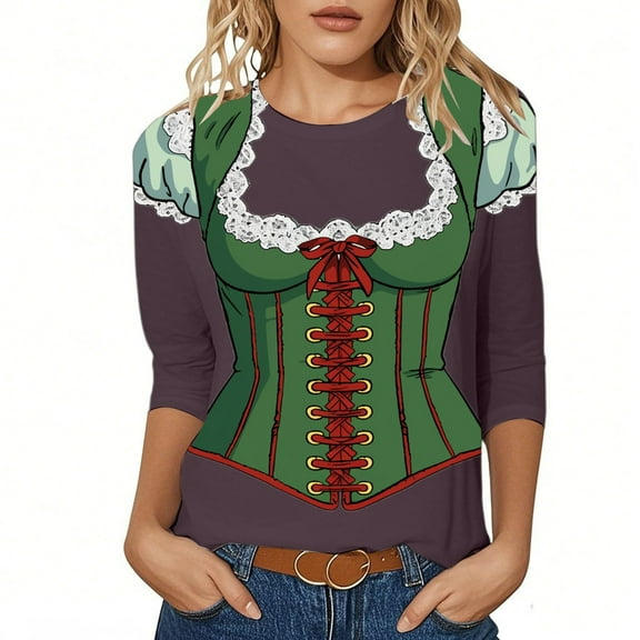 Women's Oktoberfest Graphic T-Shirt Bavarian Festival Casual Tee For Retro Party Travel Comfortable Round Neck Short Sleeve Top