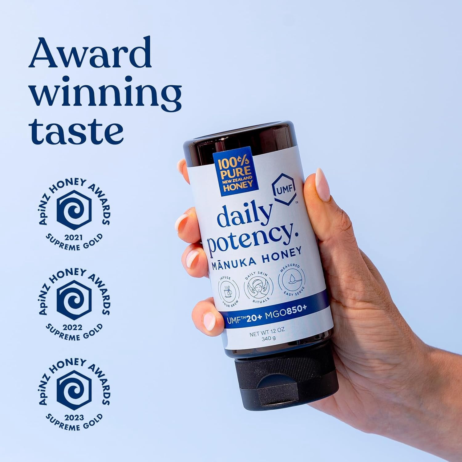 100% Pure New Zealand Honey | UMF 20+ Squeezy Raw Manuka Honey | Gluten Free 12 oz