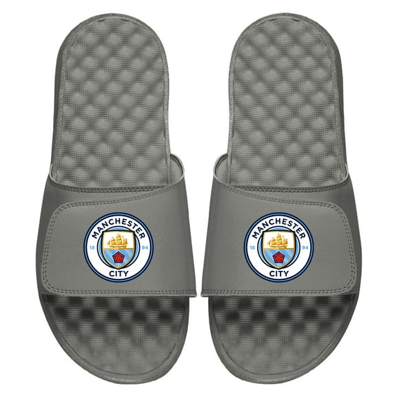 Men's ISlide  Gray Manchester City Primary Logo Slide Sandals