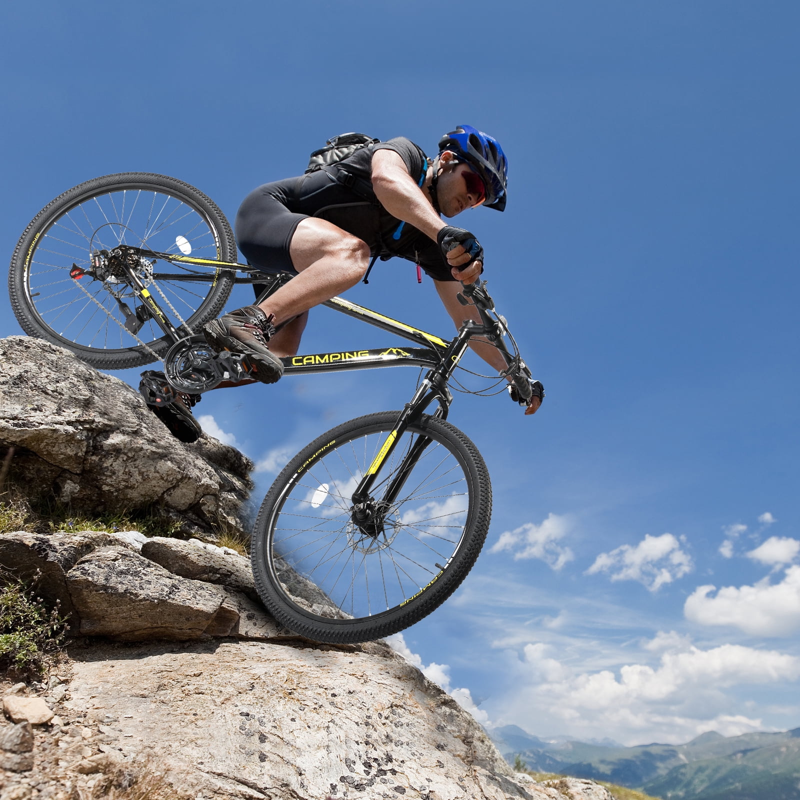 UBesGoo 27.5in Mountain Bike 21 Speed for Adult with Disc Brakes & Suspension, Black, Yellow