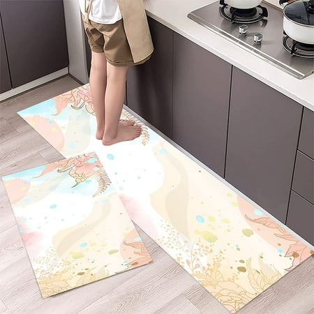 

Marble Floral Abstract Art Kitchen Rugs and Mats Non Skid for Floor Anti Fatigue Kitchen Mat Kitchen Decor 1pcs 16x48 inch