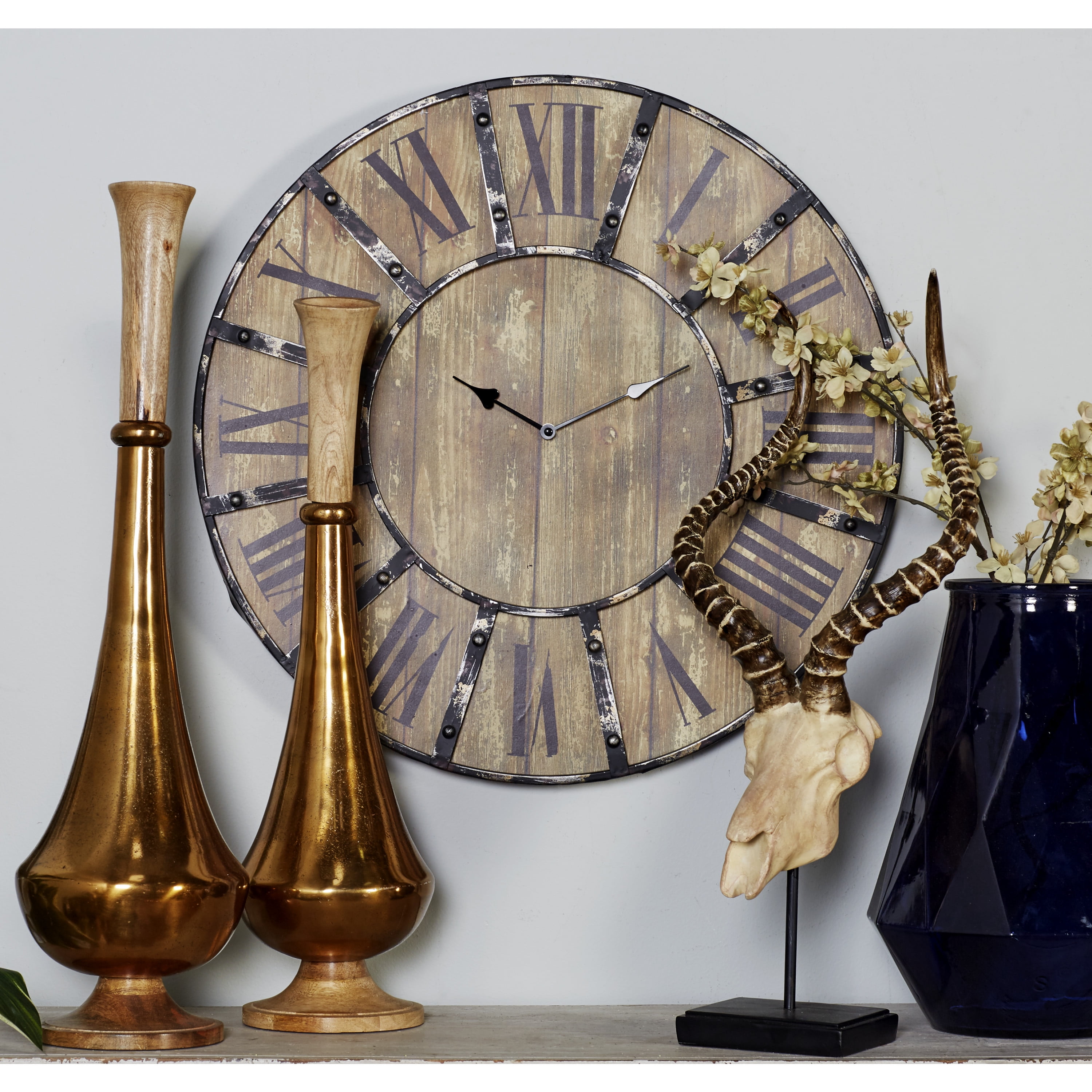 DecMode 24" Brown Wood Wall Clock