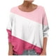 thumbnail image 3 of Camisas de otoño,Camiseta de mujer, cuello redondo, manga larga, informal, poliéster, estampado liso, corte regular para uso diario, sopatenor, 3 of 8