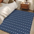 thumbnail image 5 of Blue Herringbone Stripes Area Rugs 4'x6', Modern Abstract Geometric Navy Blue Simple Lines Low Pile Throw Living Room Rug Non-Slip Sturdy Edge Binding Carpet for Indoor Entryway Bedside Kitchen, 5 of 9