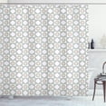 thumbnail image 1 of Pastel Shower Curtain, Artwork of Ornamental Tile Inspired Shapes Oriental Structure, Fabric Bathroom Set with Hooks, 69W X 84L Inches Extra Long, Pale Green and Lavender Blue, by Ambesonne, 1 of 3