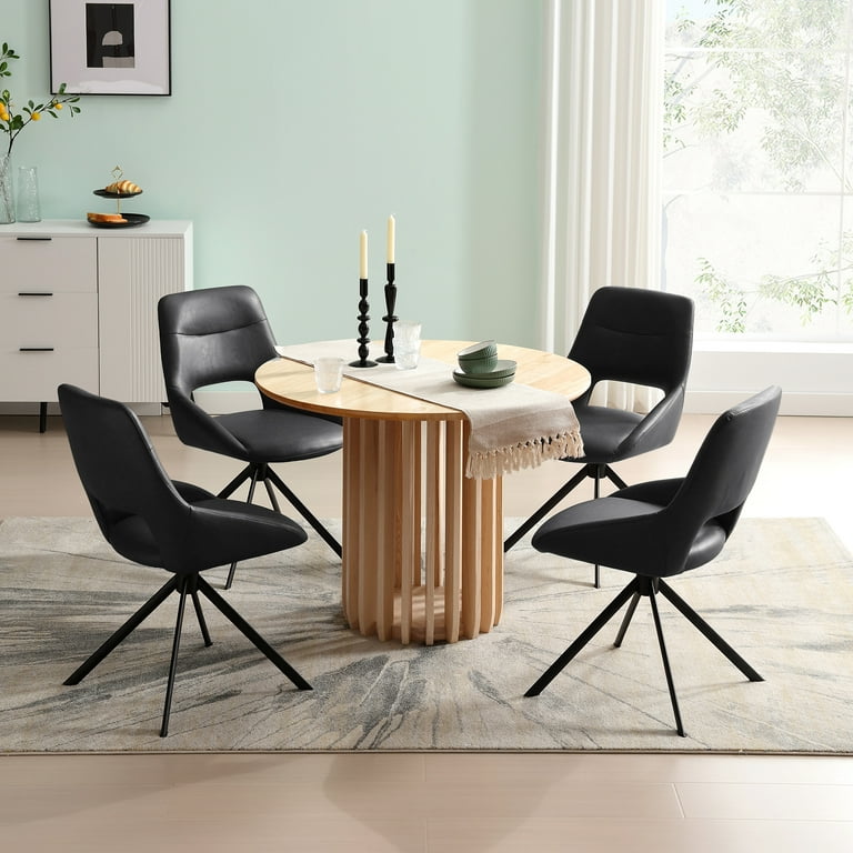 Zesthouse Swivel Desk Chair No Wheels, Modern Faux Leather Task