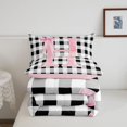 thumbnail image 5 of Manfei Ribbon Bowtie Letter Design Full Size Comforter Sets,Abstract Plaid Pattern Bedding Comforter Set,Pink Reversible,3pcs,1 Comforter and 2 Pillowcases, 5 of 7