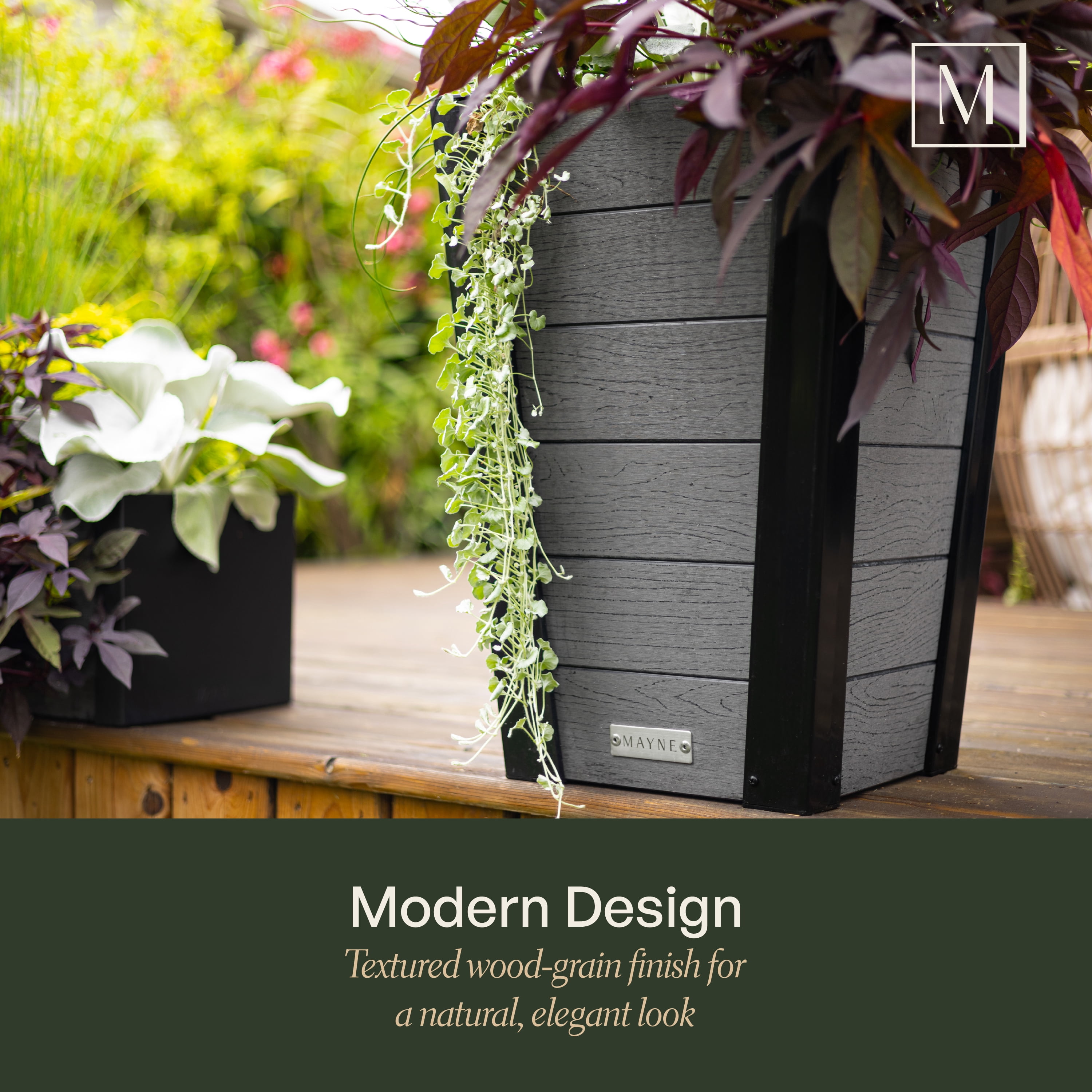 Horizon 22in Tall Tapered Planter - Charcoal