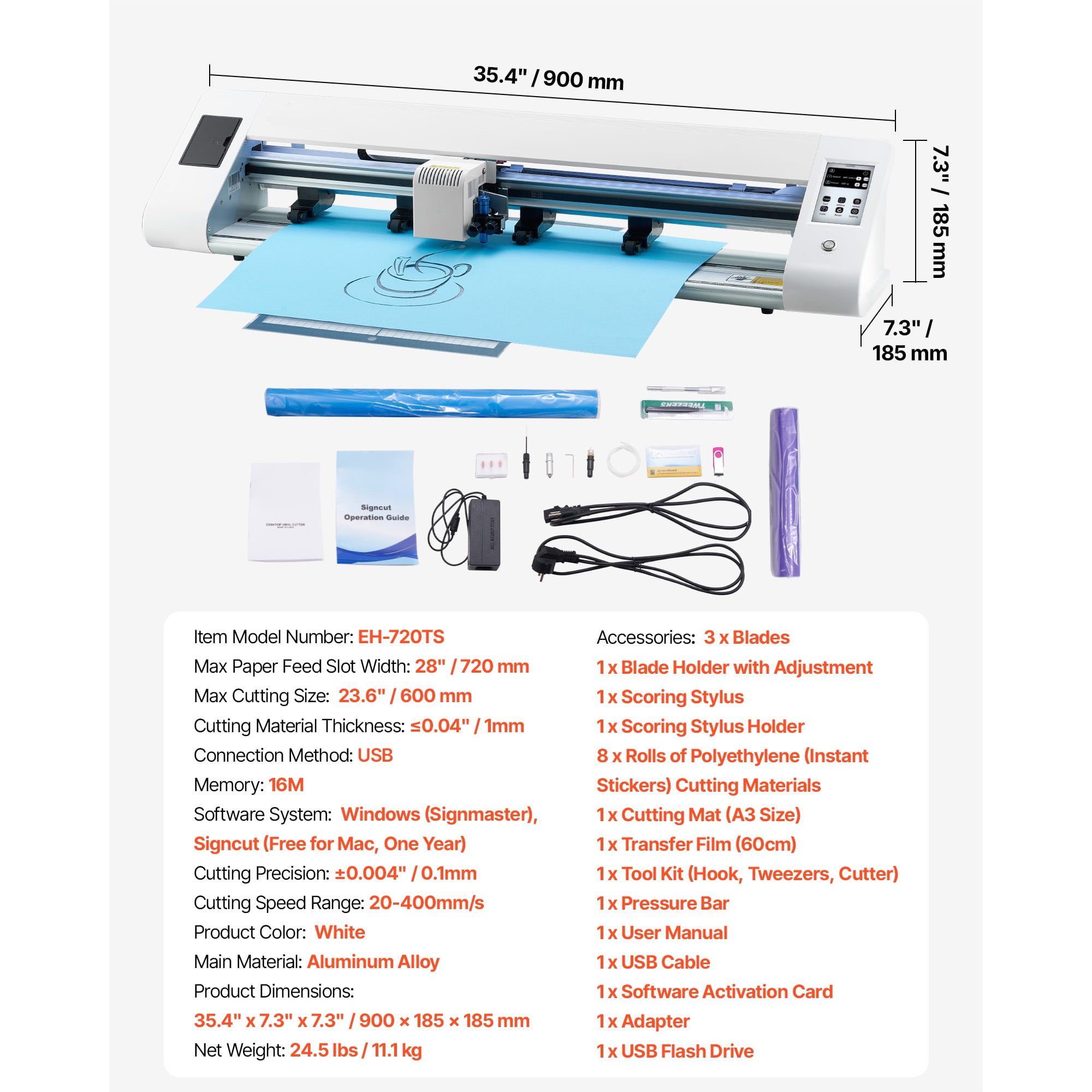 KFFKFF Automatic Edge Detection Vinyl Cutter Machine with Dual Blade Options, Design Software, and Materials, Supports Various File Formats for Personalized DIY Projects