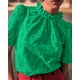thumbnail image 4 of Blusa PRETTYGARDEN de verano bordada con ojales verdes XXL para mujer, 4 of 7