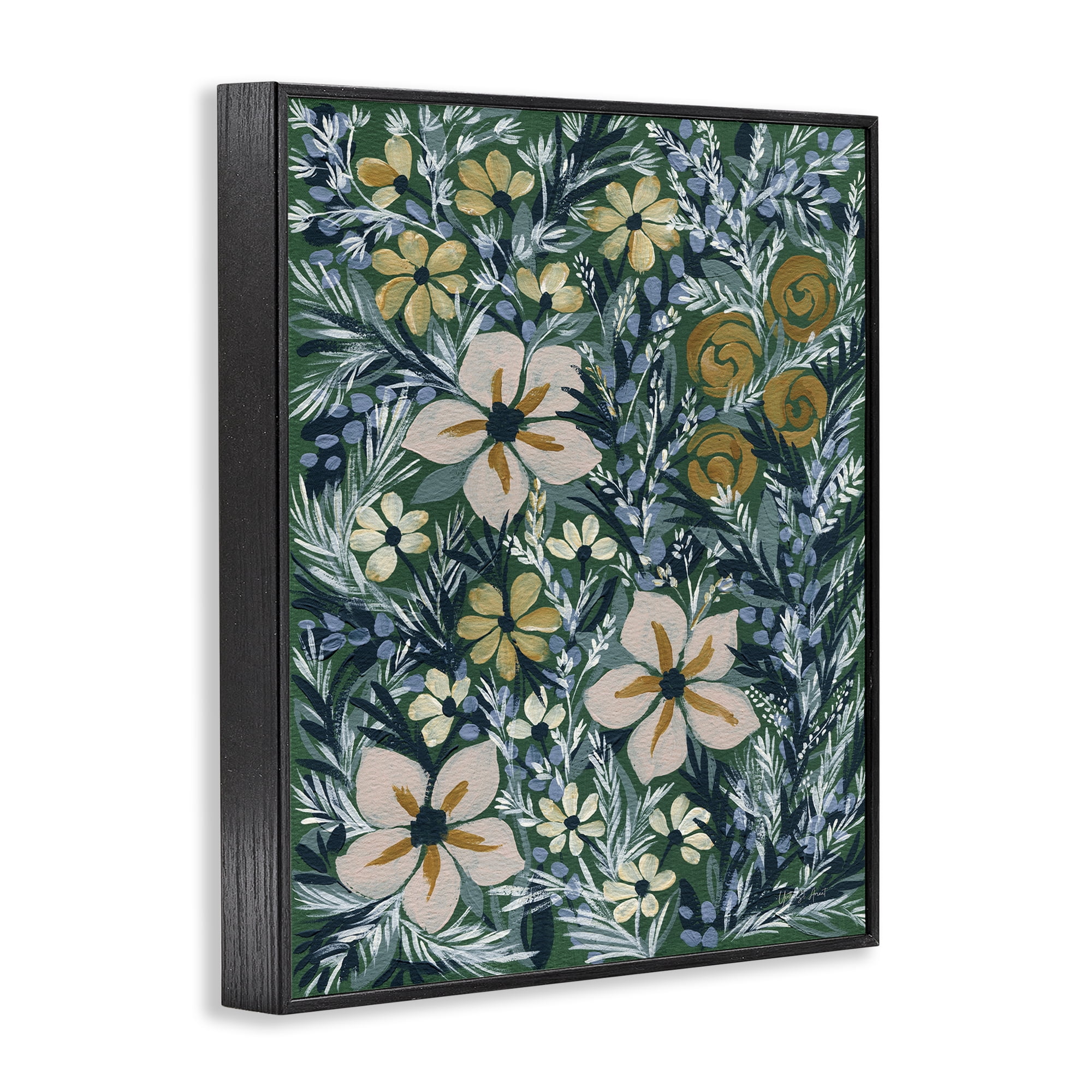 Stupell Industries Summer Boho Florals Botanical & Floral Painting Black Framed Art Print Wall Art, 24 x 30