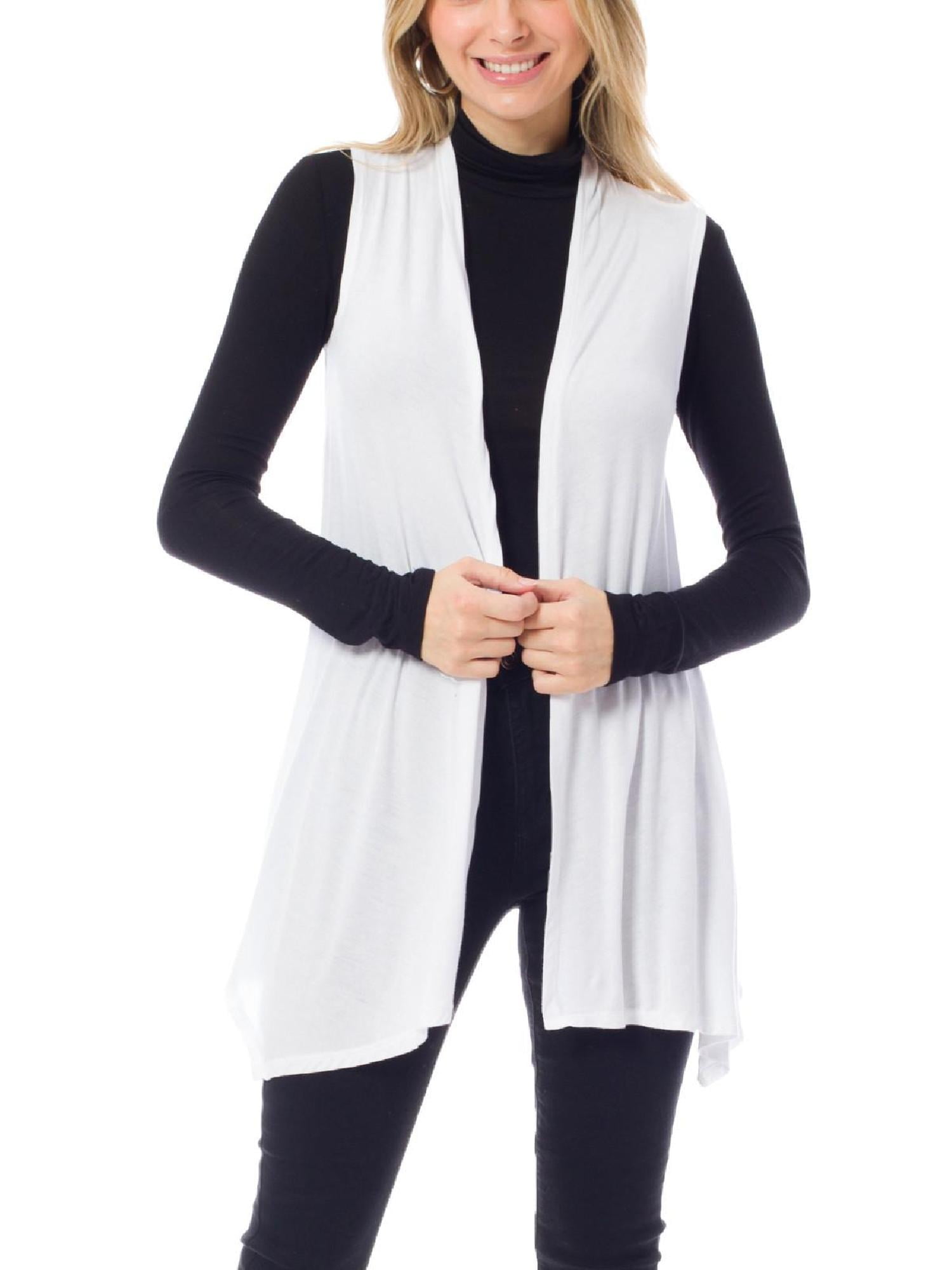 Made by Olivia Women's Solid Sleeveless Open Front Sheer Fabric Long