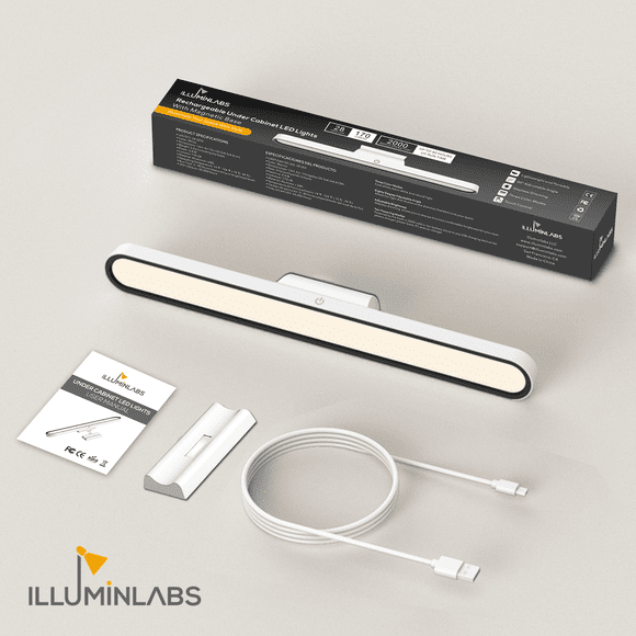 illuminlabs Luces LED Recargables para Gabinetes con 28 Luces, Ángulo Ajustable, Atenuación Continua y 3 Modos de Color, Luces Debajo Del Mostrador para Cocina, Iluminación de Pared