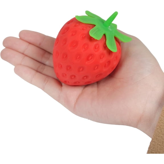 Giant Strawberry Squeezable, Strawberry Squeezable Stress Balls, Fruit Stress Squeezable Ball Realistic 3D Strawberry Model Slow Rising Pressure Release Tool