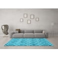 thumbnail image 3 of Ahgly Company Indoor Round Trellis Light Blue Modern Area Rugs, 4' Round, 3 of 4
