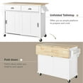 thumbnail image 5 of Triple Tree Kitchen Cart, Rubber Wood Drop-Leaf, Adjustable Height, 52.2" x 20.5" x 36.6", White, 5 of 7