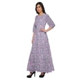 thumbnail image 2 of Moomaya Round Neck 3/4 Sleeve Flair Maxi Dress Printed Casual Summer Clothing, 2 of 3