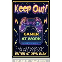 Gamer At Work Warning Sign Gaming Wall Decor Keep Out Gamer at Work Metal Tin Sign for Gaming Room Wall Door Decoration, Christmas Gaming Gift for Man