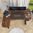 thumbnail image 5 of Aukfa 59" L-Shaped Electric Standing Desk,Height Adjustable Sit Stand Desk with Power Strip,Privacy Screen & Memory Controller,Brown, 5 of 8