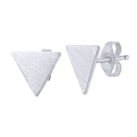 Gold Stud Triangle Top - Triangle Shape Women's Stud Earrings In 14K White Gold Over Sterling Silver