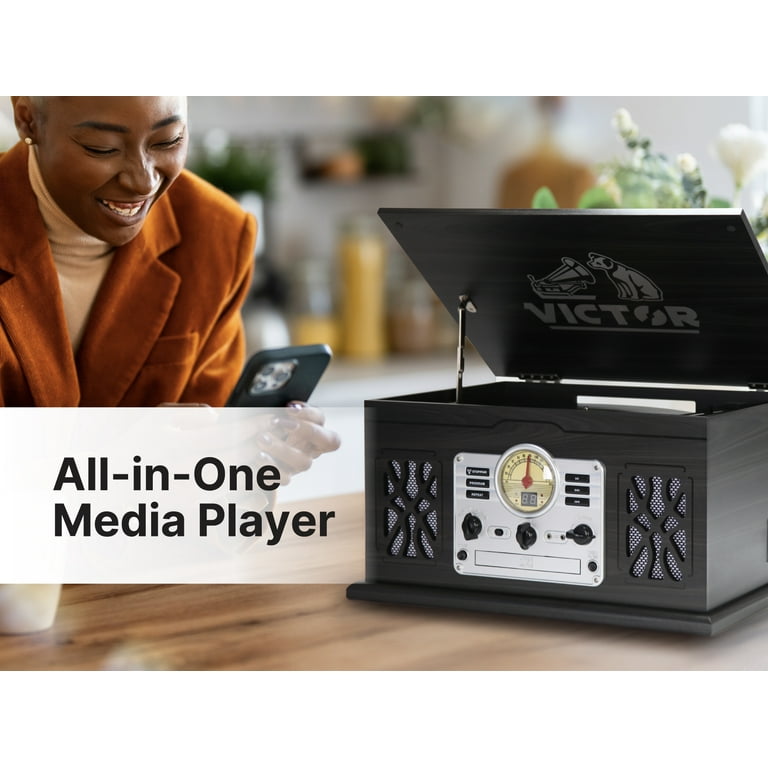 VICTOR State 7-in-1 Turntable Music Center with 3-Speed Record