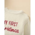 thumbnail image 6 of Rdhnmea Baby Christmas Sweater Romper Letter Embroidery Long Sleeve Crew Neck Knit Bubble Jumpsuit Xmas Outfits, 6 of 9