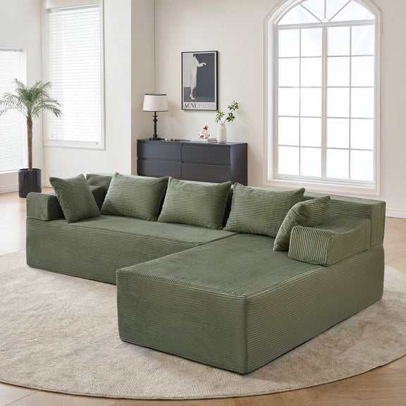 BEHOST 105" Modular Sectional Sofa for Living Room, L Shaped Cloud Couch, No Assembly Required, Green
