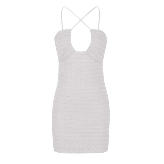 Fesfesfes Women Dress Pure Color Tight Fitting Bandage Buttock Dress